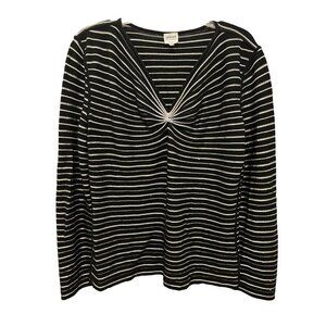 Armani Collezioni Top Sweater Black Silver Size Large